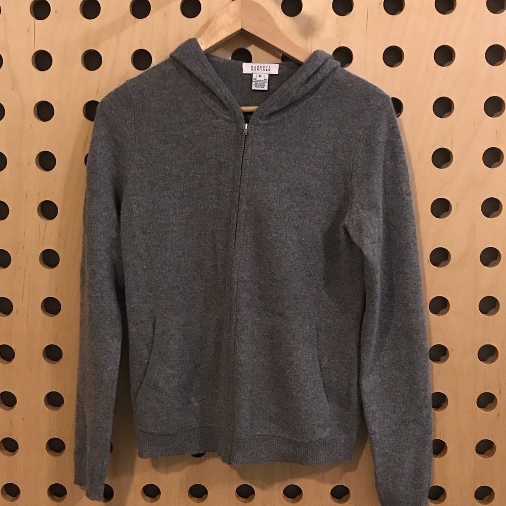 Barneys New York 100% Cashmere Gray Hoodie Sweater